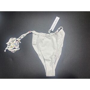 Monica‎ Hansen Beachwear NWT Bikini Bottom Multi Color Crystal Tie White Small